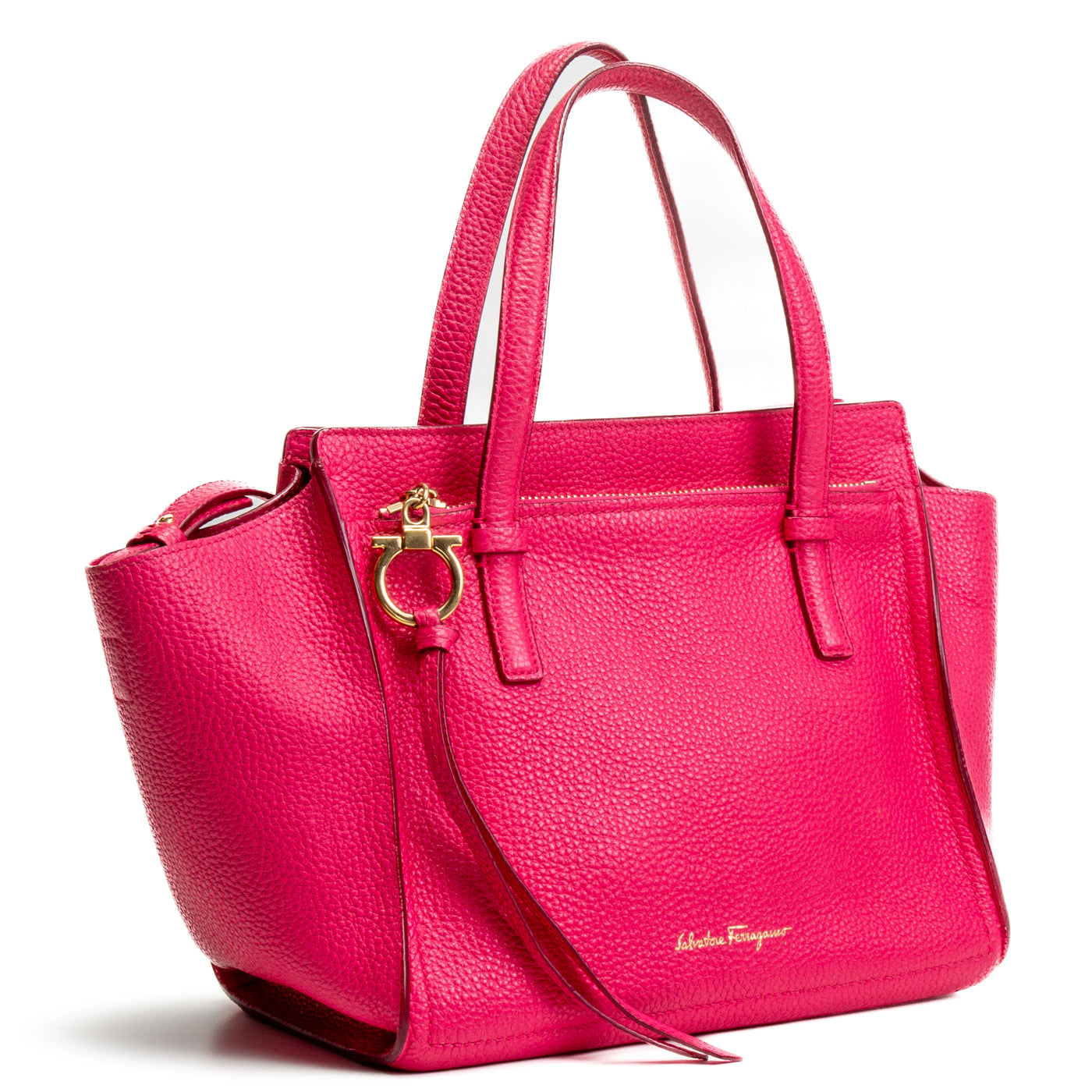 FERRAGAMO Pebbled Leather Amy Small Tote - Pink - OUTLET FINAL SALE