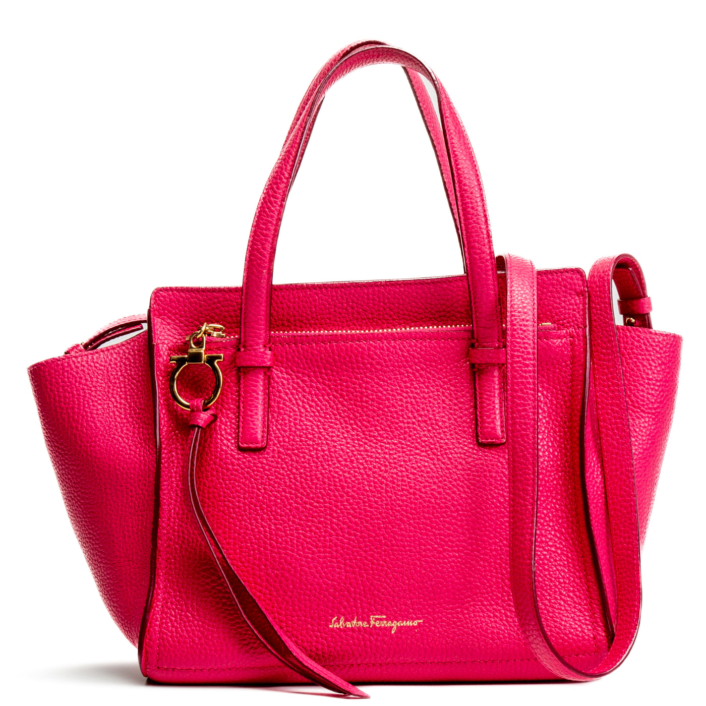 FERRAGAMO Pebbled Leather Amy Small Tote - Pink - OUTLET FINAL SALE