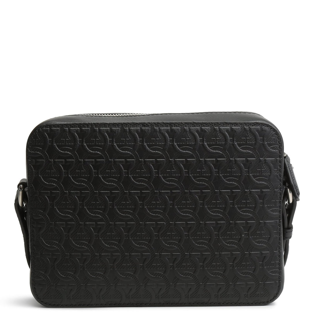 FERRAGAMO Embossed Gancini Crossbody - Black