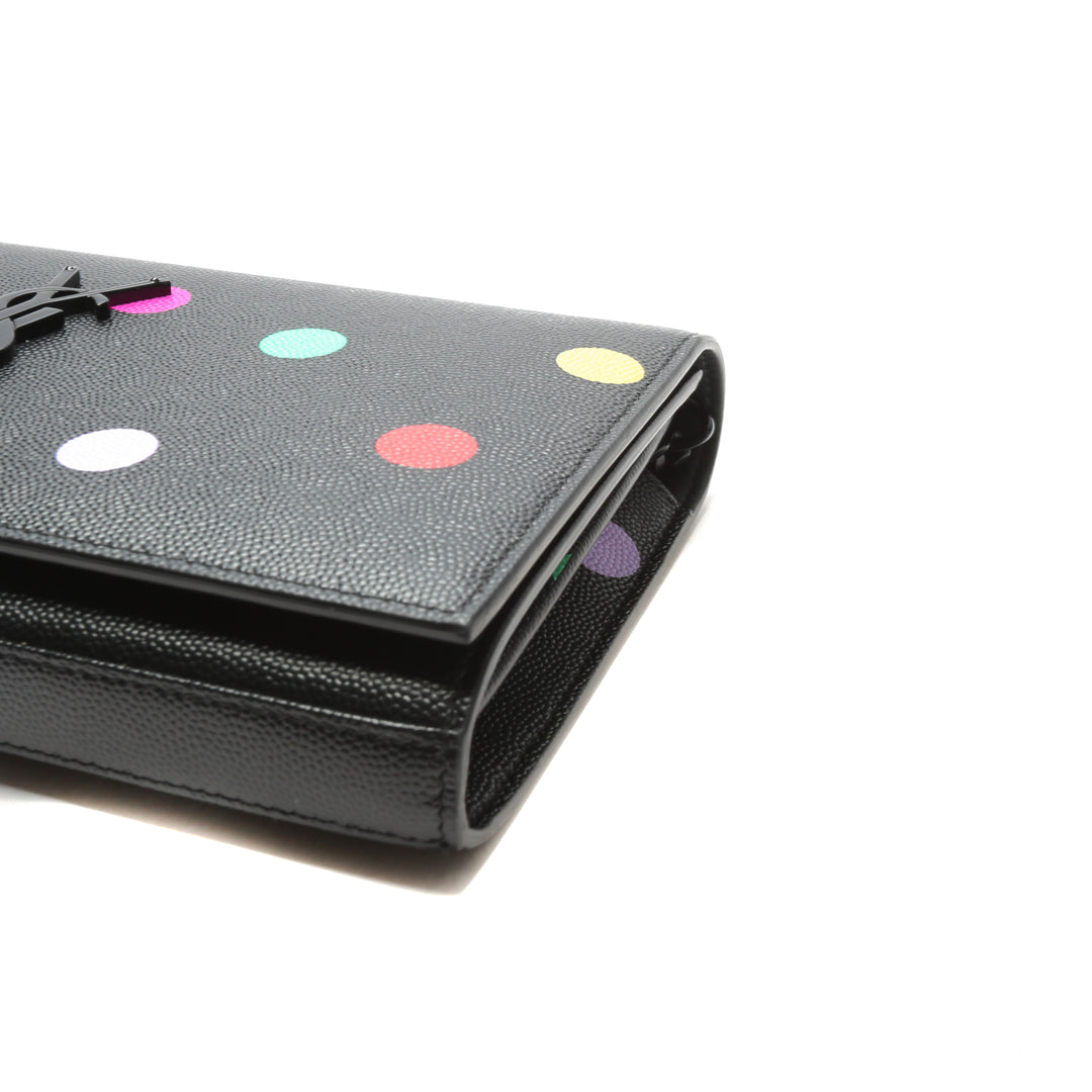 SAINT LAURENT Kate Small Monogram Polka-Dot "Confetti" Wallet On Chain Bag - Black