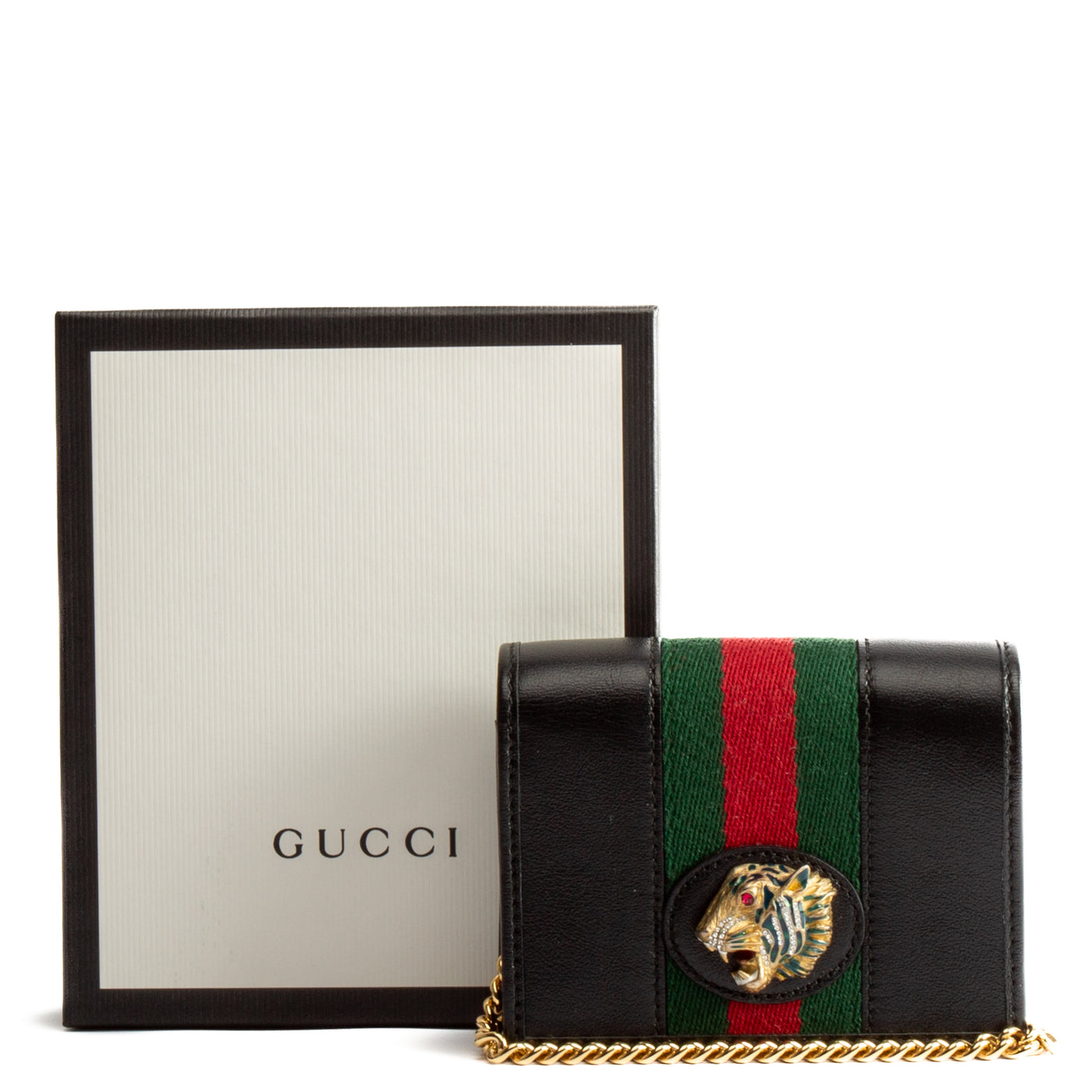 Gucci rajah chain card case online wallet