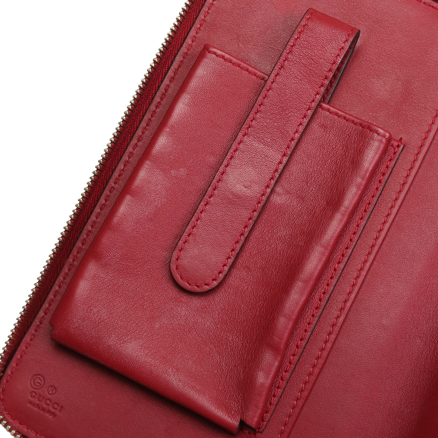 GUCCI Microguccissima Zip Around Top Handle Travel Wallet - Burgundy - OUTLET FINAL SALE