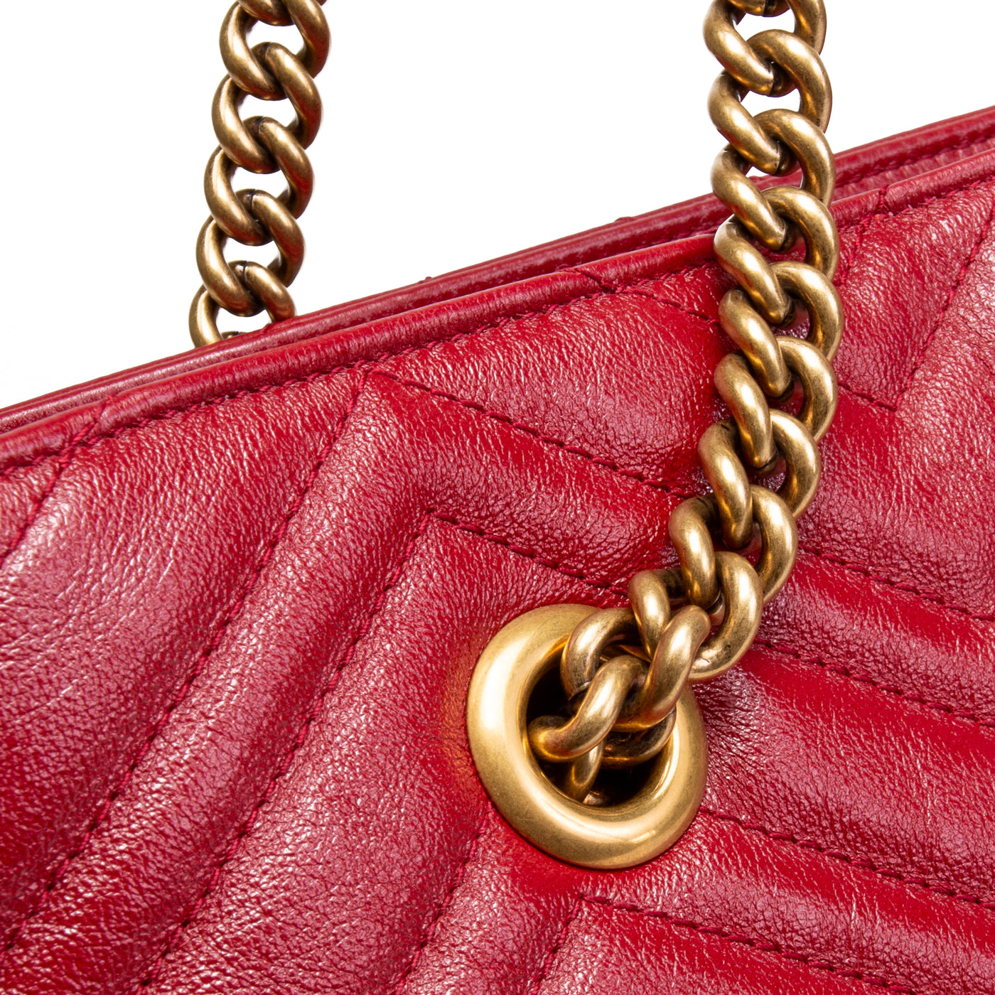 GUCCI Marmont Metalasse Medium Tote- Red