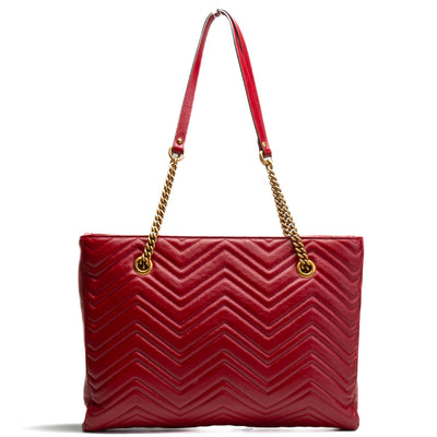 GUCCI Marmont Metalasse Medium Tote- Red