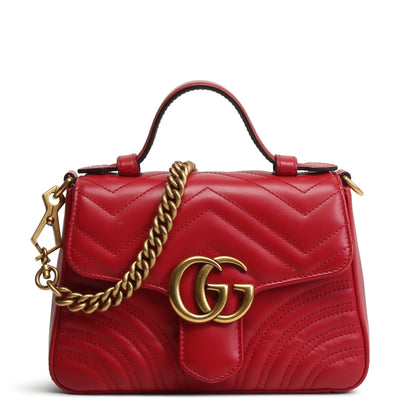 GUCCI Marmont Top Handle Mini w/strap - Red OUTLET FINAL SALE