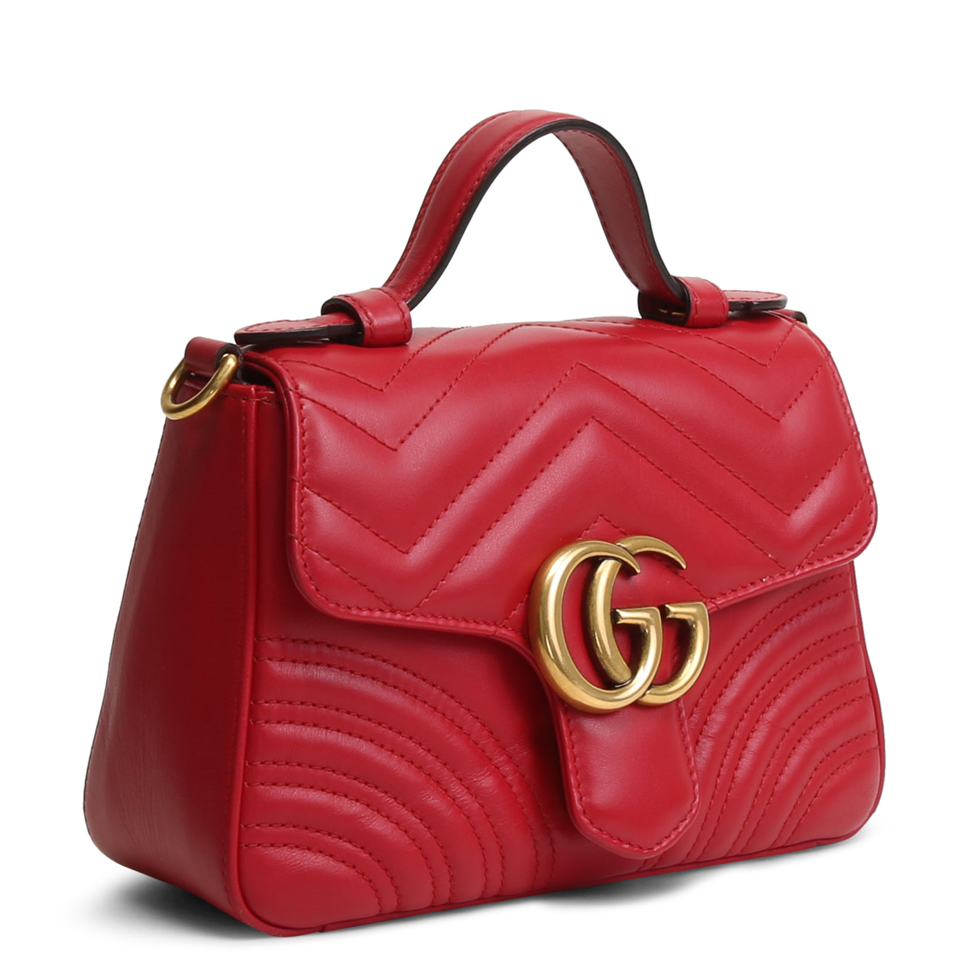 GUCCI Marmont Top Handle Mini w/strap - Red OUTLET FINAL SALE