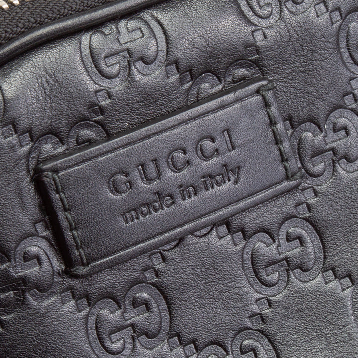 GUCCI Signature Guccissima Double Pocket Belt Bag - Black OUTLET FINAL SALE