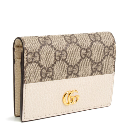 GUCCI GG Marmont Bi-Color Card Case Wallet - Cream