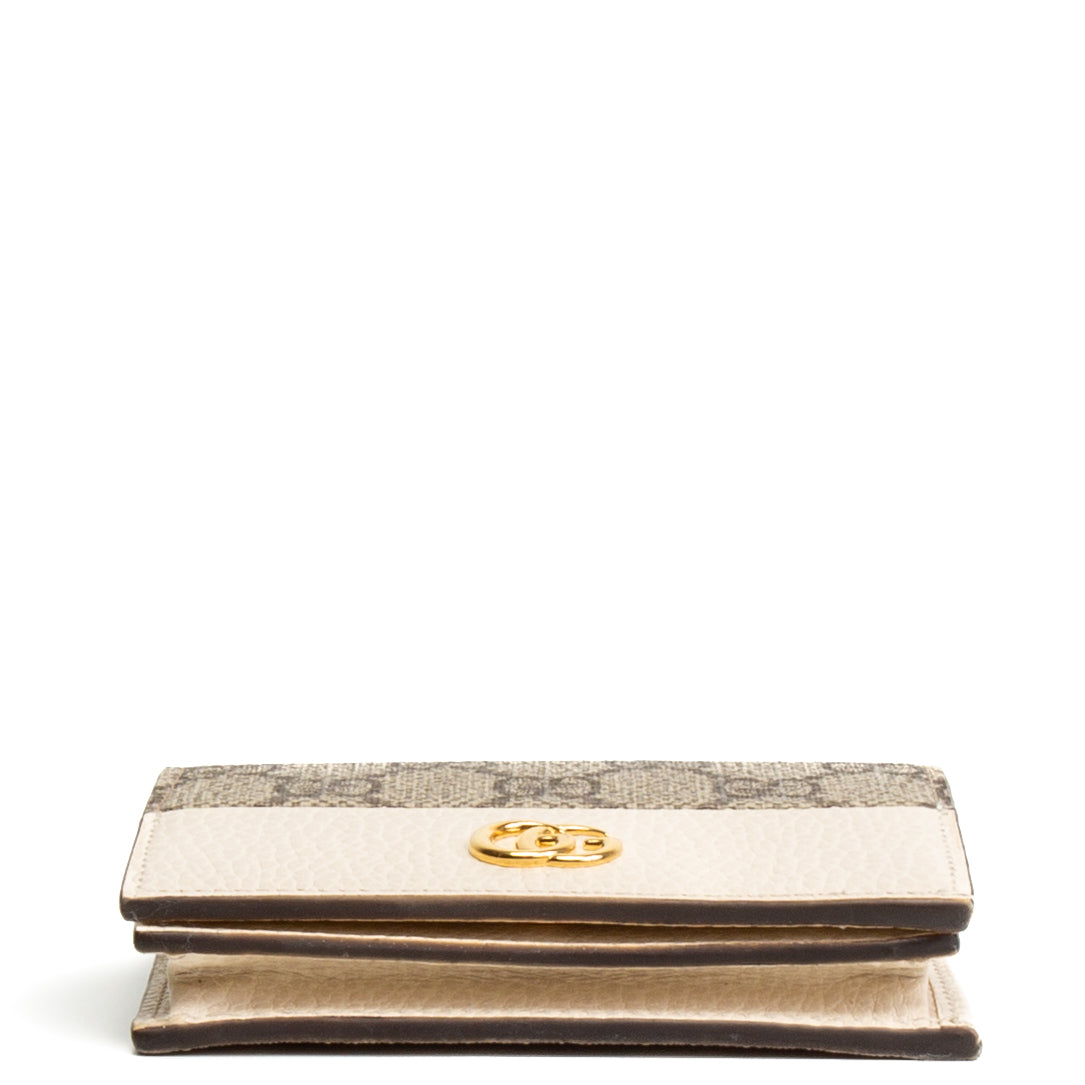 GUCCI GG Marmont Bi-Color Card Case Wallet - Cream