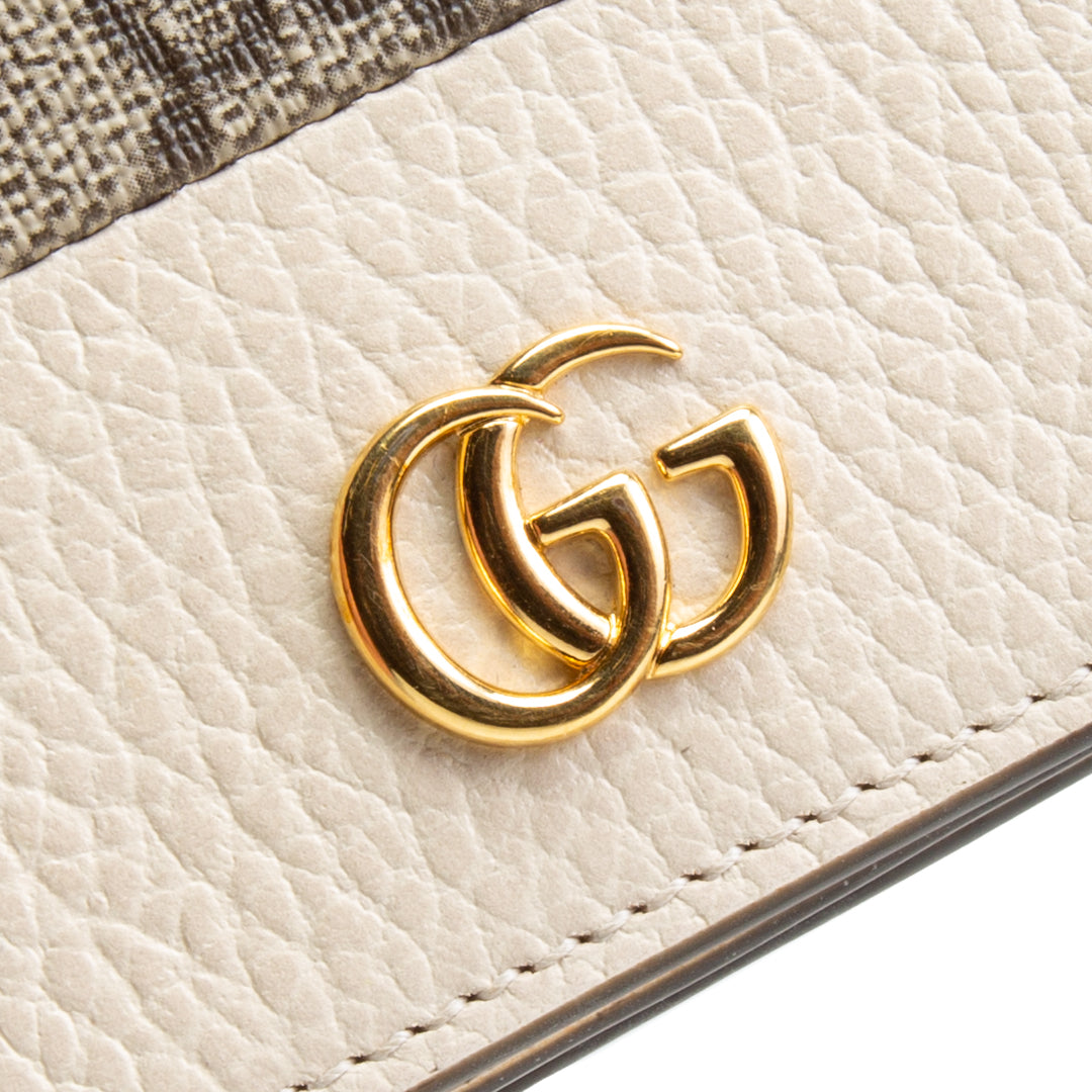 GUCCI GG Marmont Bi-Color Card Case Wallet - Cream