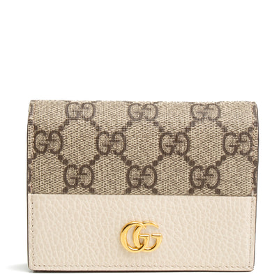 GUCCI GG Marmont Bi-Color Card Case Wallet - Cream