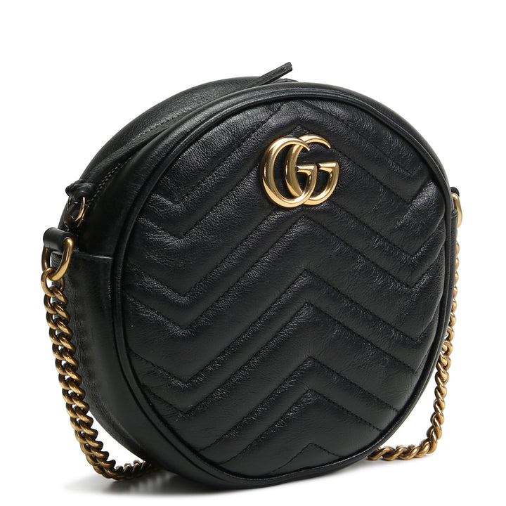 GUCCI GG Marmont Mini Round Crossbody - Black- OUTLET FINAL SALE