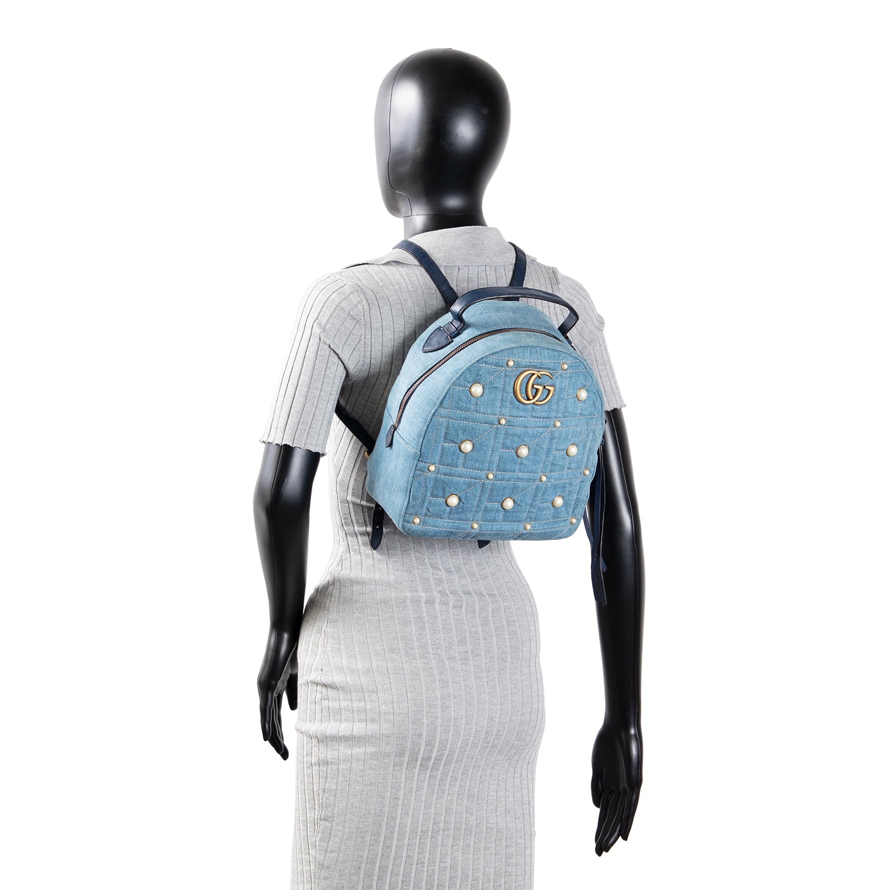 Gucci denim backpack deals