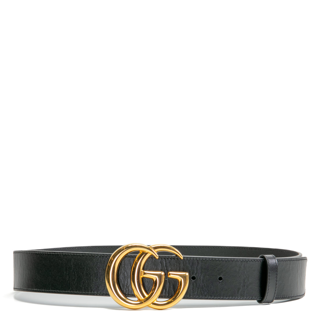 GUCCI GG Wide Marmont Belt - Black / Shinny Buckle