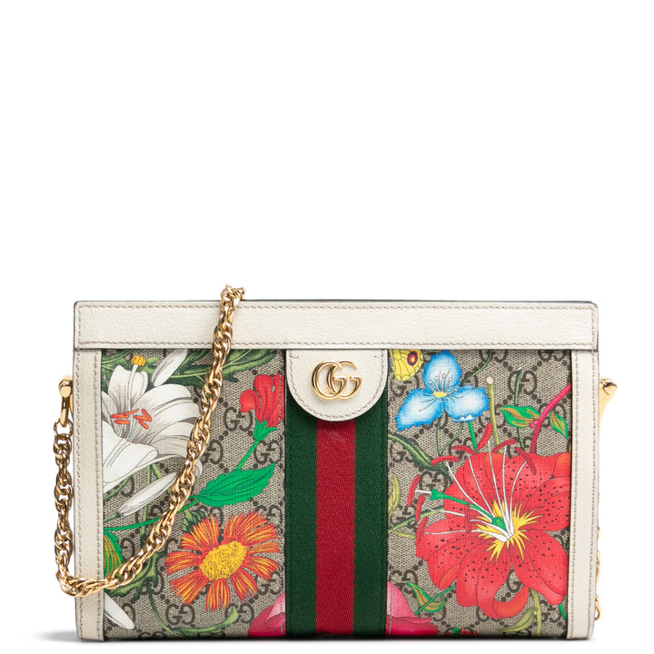 Gucci GG Supreme Ophidia Flora kleine Kette Kupplung - Outlet Final Sale