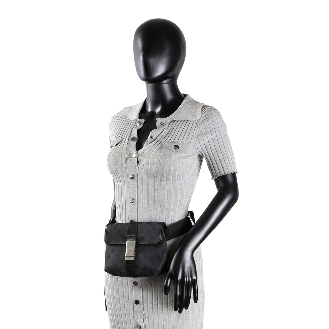 GUCCI GG Canvas Waist Bag - Black OUTLET FINAL SALE