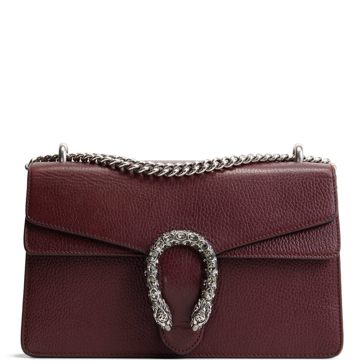 GUCCI Leather Crystal Embellished Dionysus Small - Burgundy