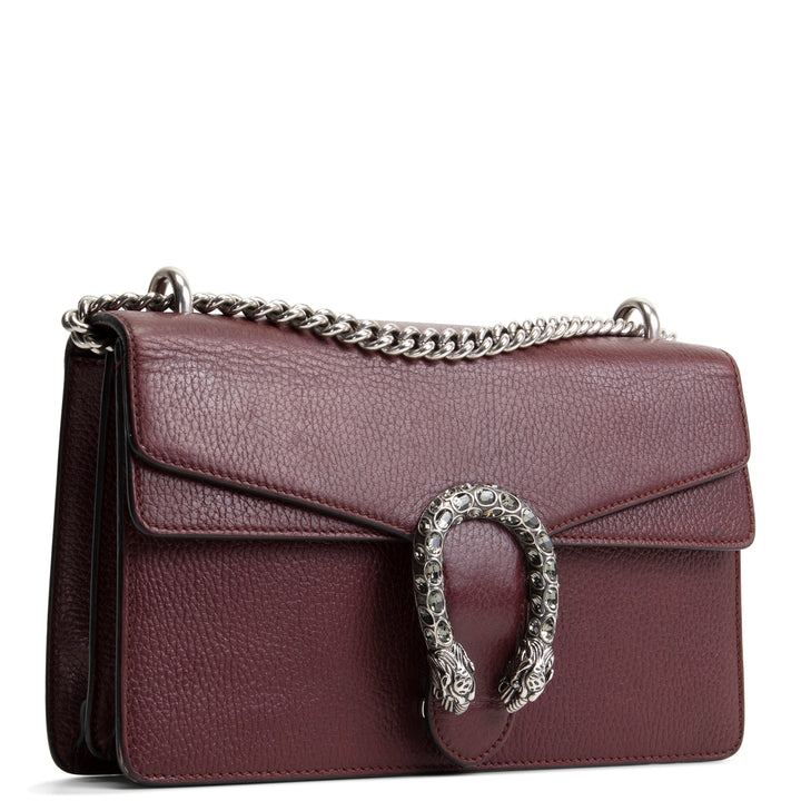 GUCCI Leather Crystal Embellished Dionysus Small - Burgundy