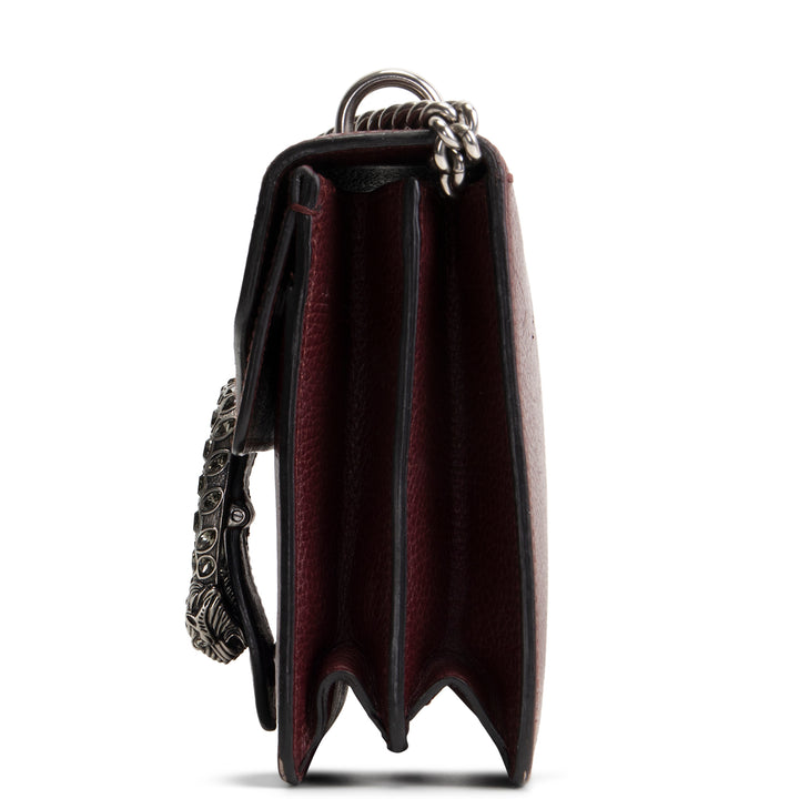 GUCCI Leather Crystal Embellished Dionysus Small - Burgundy