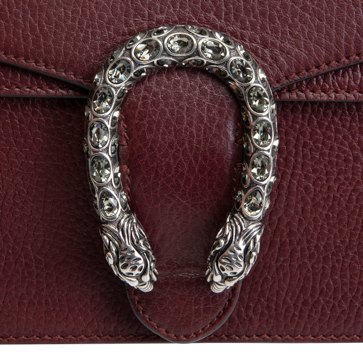 GUCCI Leather Crystal Embellished Dionysus Small - Burgundy