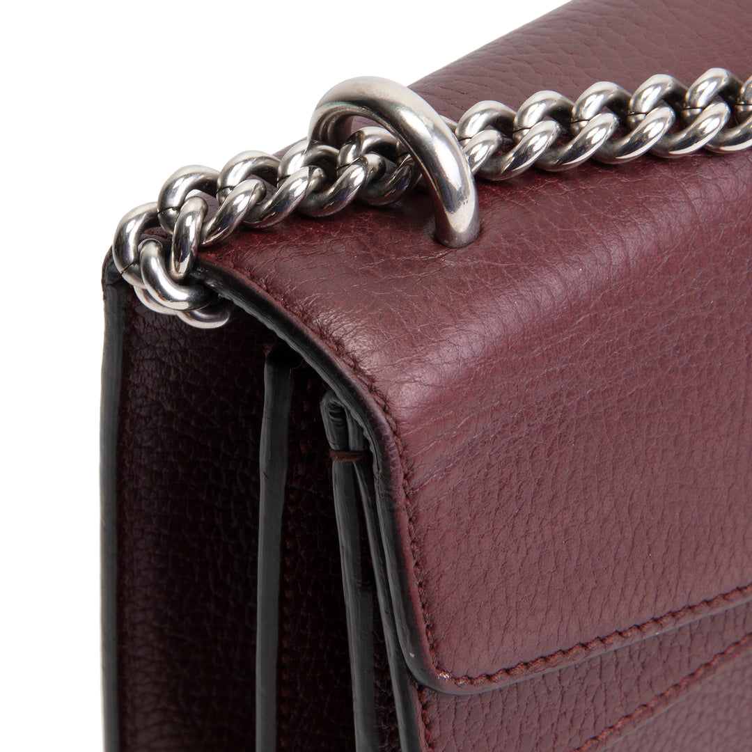 GUCCI Leather Crystal Embellished Dionysus Small - Burgundy