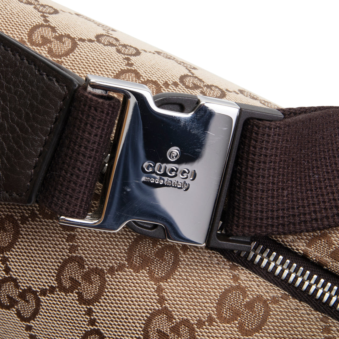 GUCCI GG Canvas Belt Bag - Beige & Ebony