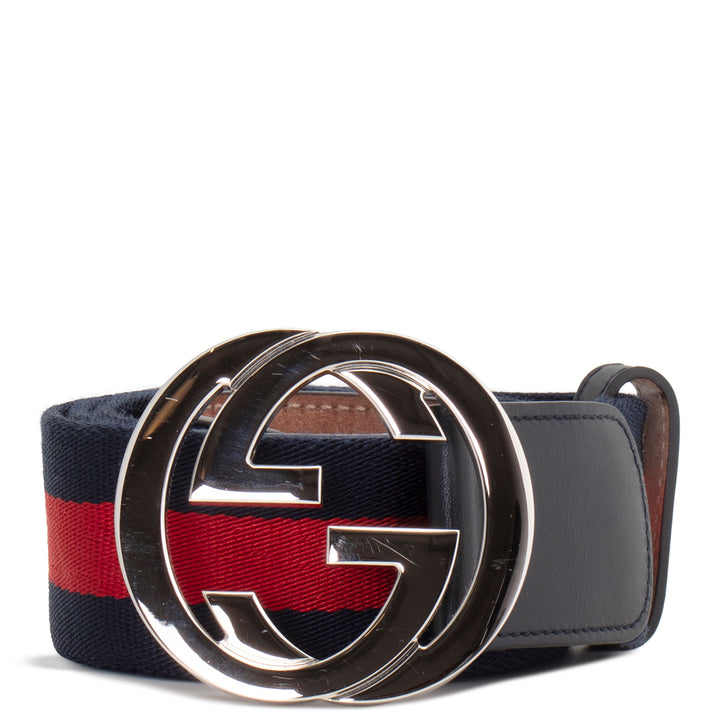 GUCCI Interlocking G Web Belt - Blue & Red OUTLET FINAL SALE