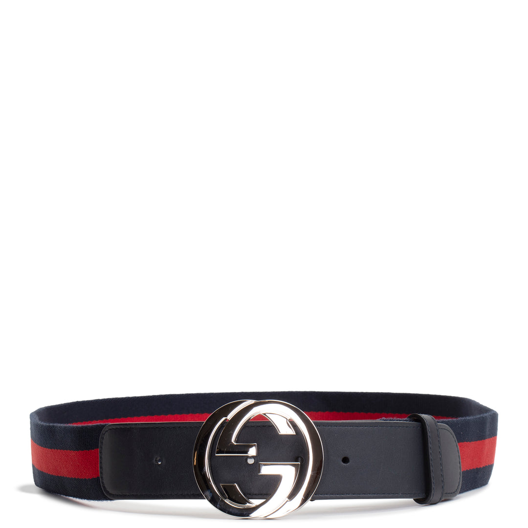 GUCCI Interlocking G Web Belt - Blue & Red OUTLET FINAL SALE