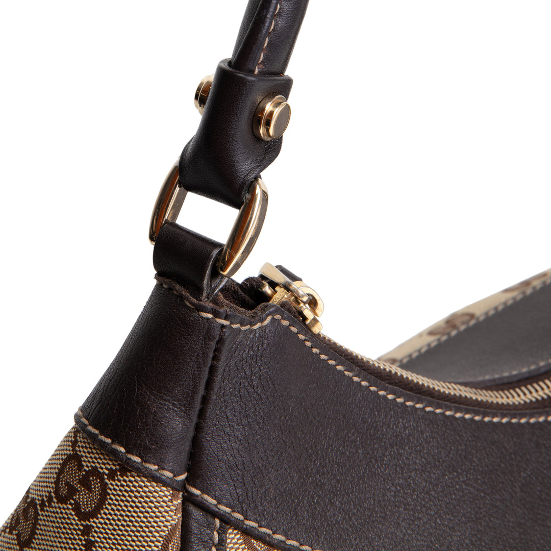 GUCCI GG Canvas Abbey D-Ring Shoulder Bag - Beige & Ebony