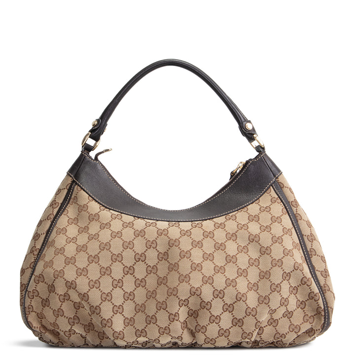 GUCCI GG Canvas Abbey D-Ring Shoulder Bag - Beige & Ebony