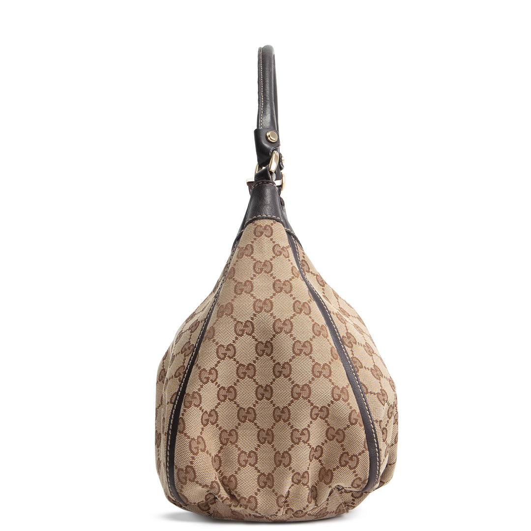 GUCCI GG Canvas Abbey D-Ring Shoulder Bag - Beige & Ebony