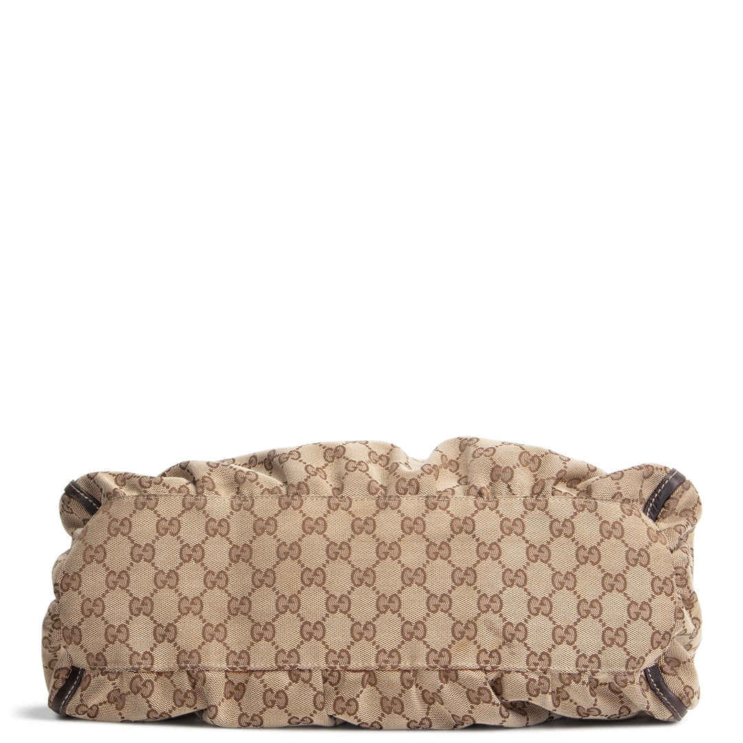 GUCCI GG Canvas Abbey D-Ring Shoulder Bag - Beige & Ebony