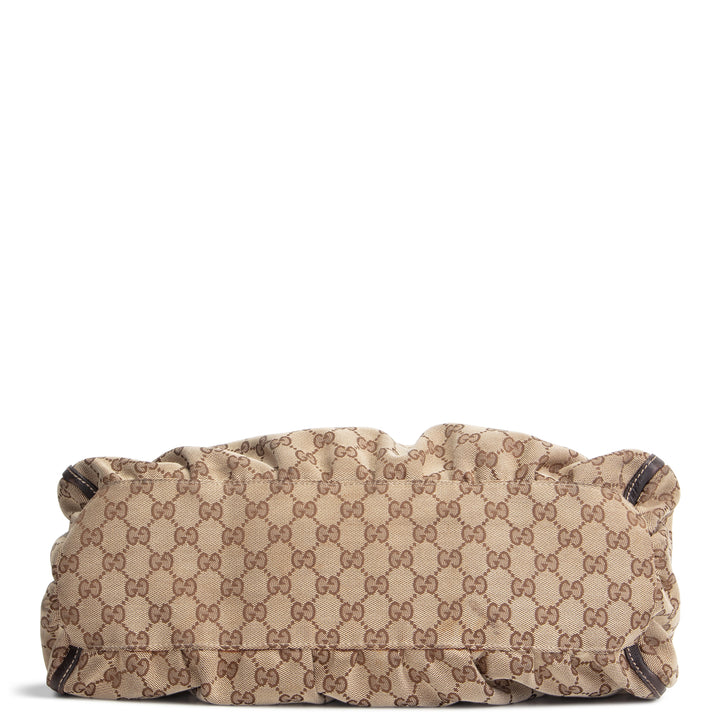 GUCCI GG Canvas Abbey D-Ring Shoulder Bag - Beige & Ebony