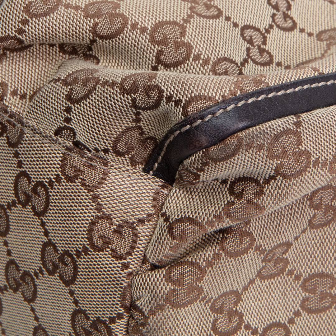 GUCCI GG Canvas Abbey D-Ring Shoulder Bag - Beige & Ebony