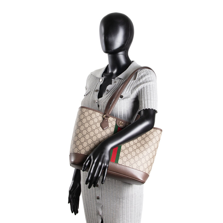 GUCCI Ophidia Medium Tote Bag - Beige & Ebony