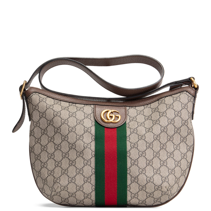 GUCCI GG Supreme Ophidia Half Moon Hobo