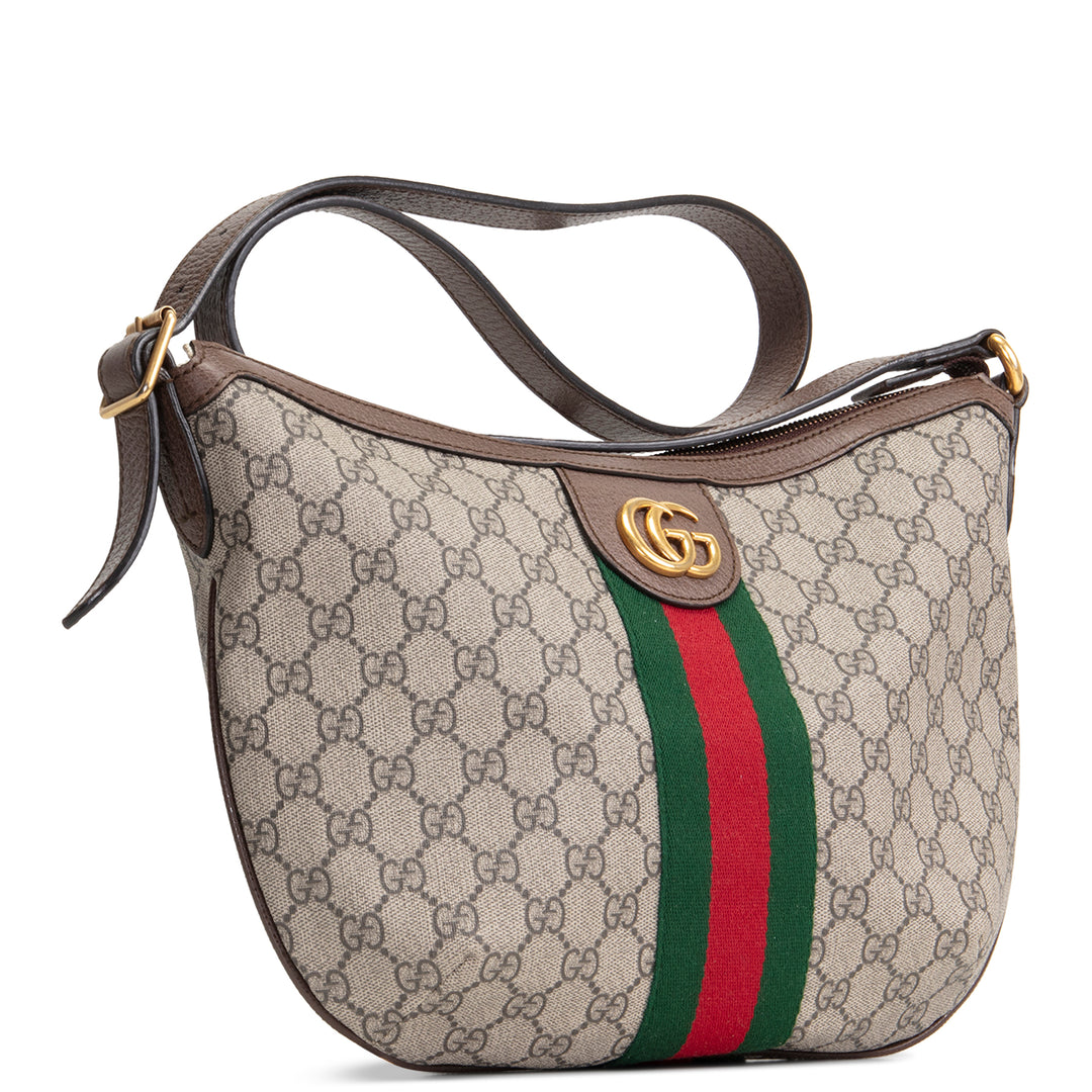 GUCCI GG Supreme Ophidia Half Moon Hobo