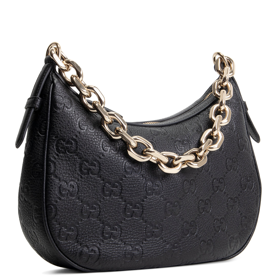 GUCCI GG Emblem Medium Shoulder Bag - Black