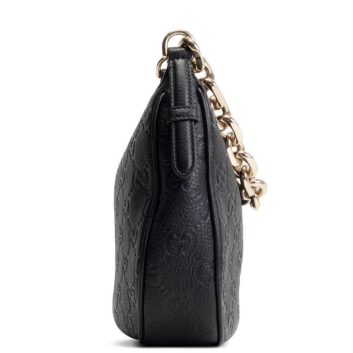 GUCCI GG Emblem Medium Shoulder Bag - Black