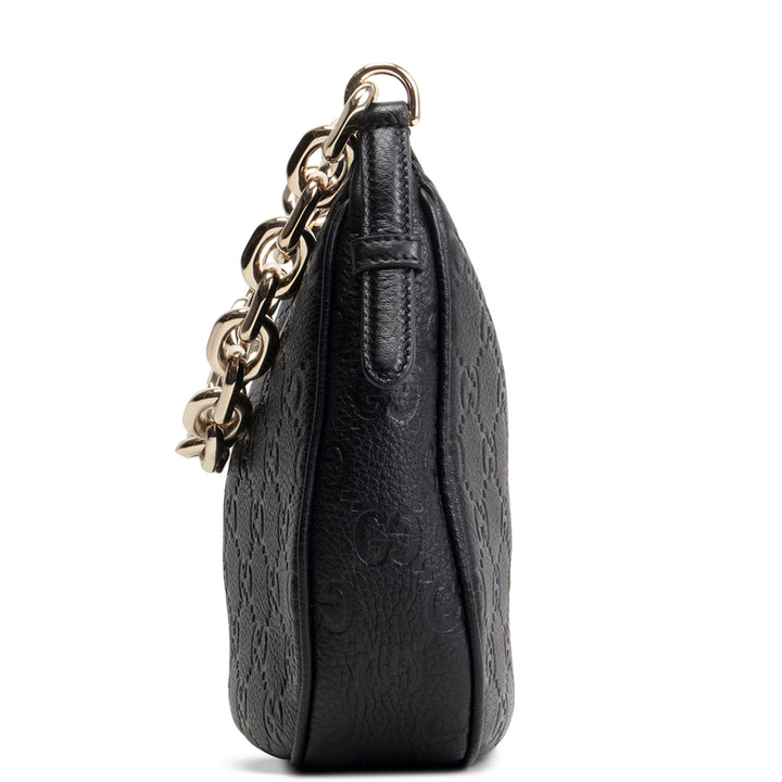 GUCCI GG Emblem Medium Shoulder Bag - Black