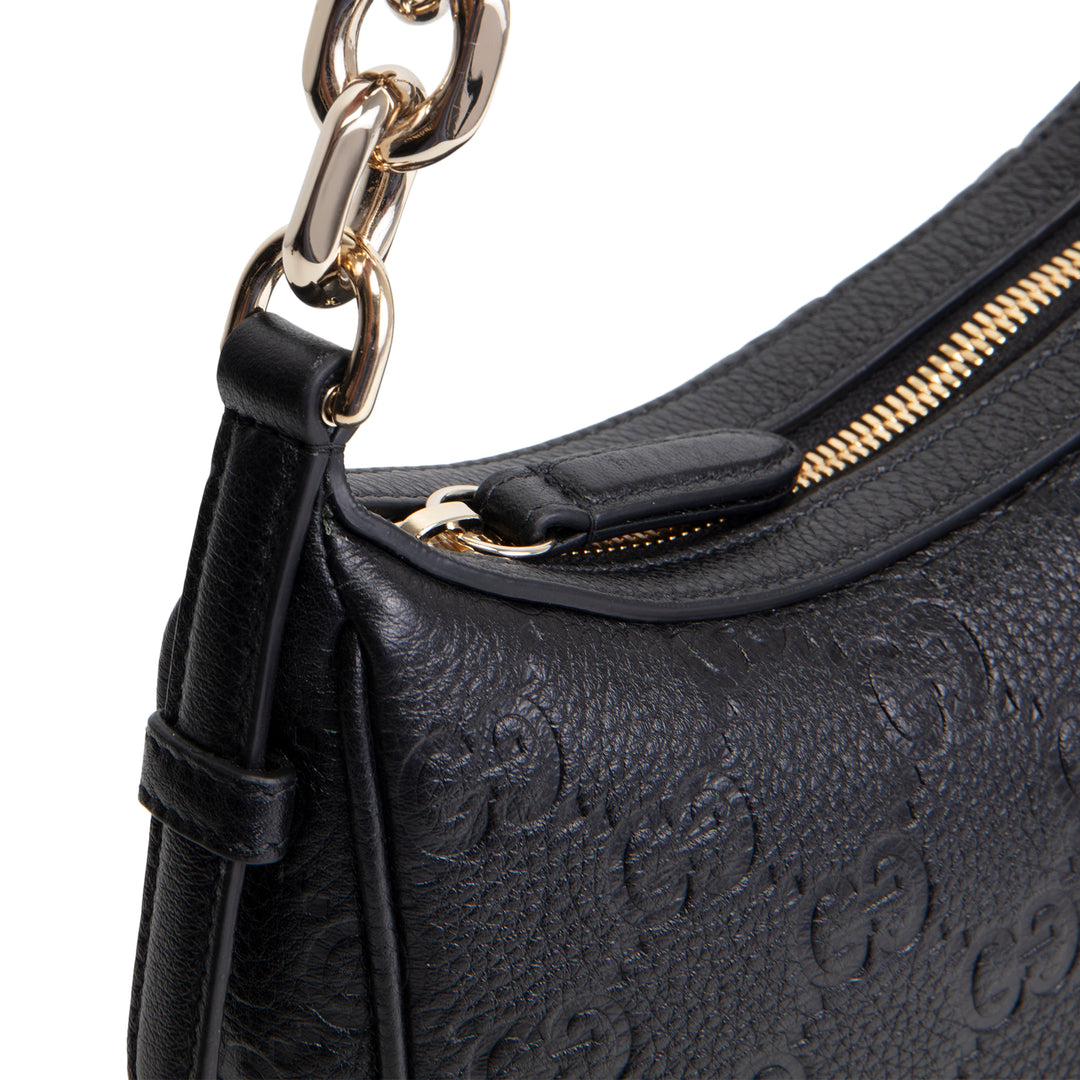 GUCCI GG Emblem Medium Shoulder Bag - Black