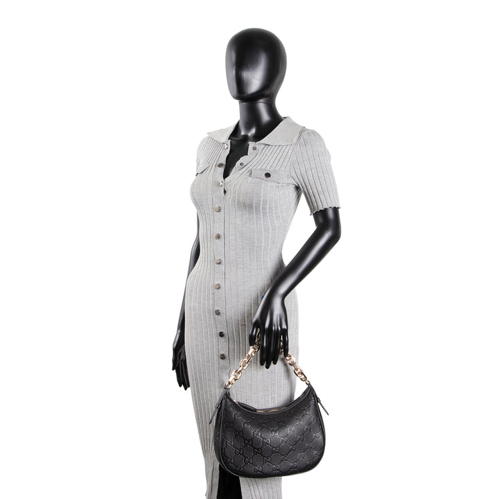 GUCCI GG Emblem Medium Shoulder Bag - Black