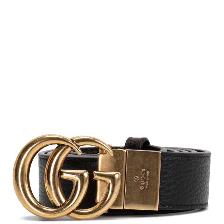 GUCCI Leather Marmont Reversible Belt - Black/Brown