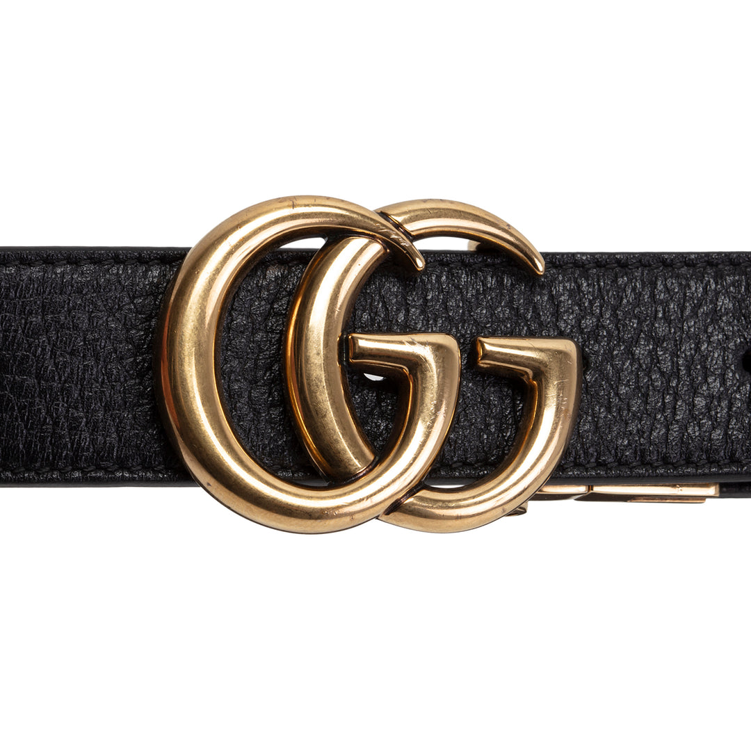 GUCCI Leather Marmont Reversible Belt - Black/Brown
