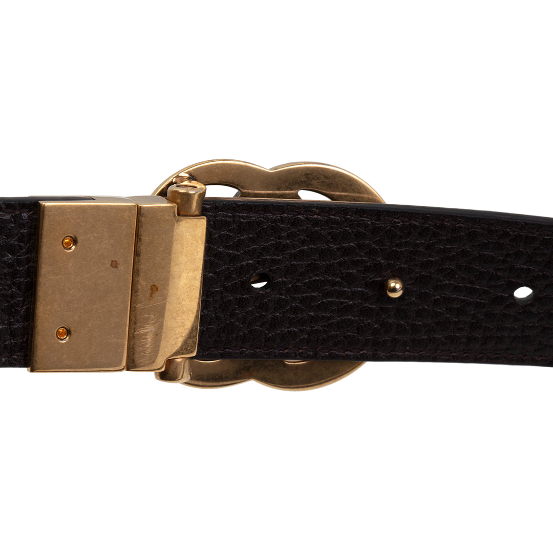 GUCCI Leather Marmont Reversible Belt - Black/Brown