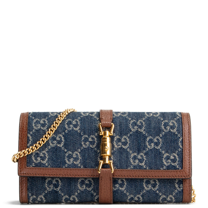 GUCCI GG Denim Jackie 1961 Chain Wallet