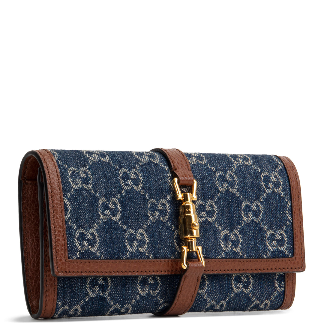GUCCI GG Denim Jackie 1961 Chain Wallet