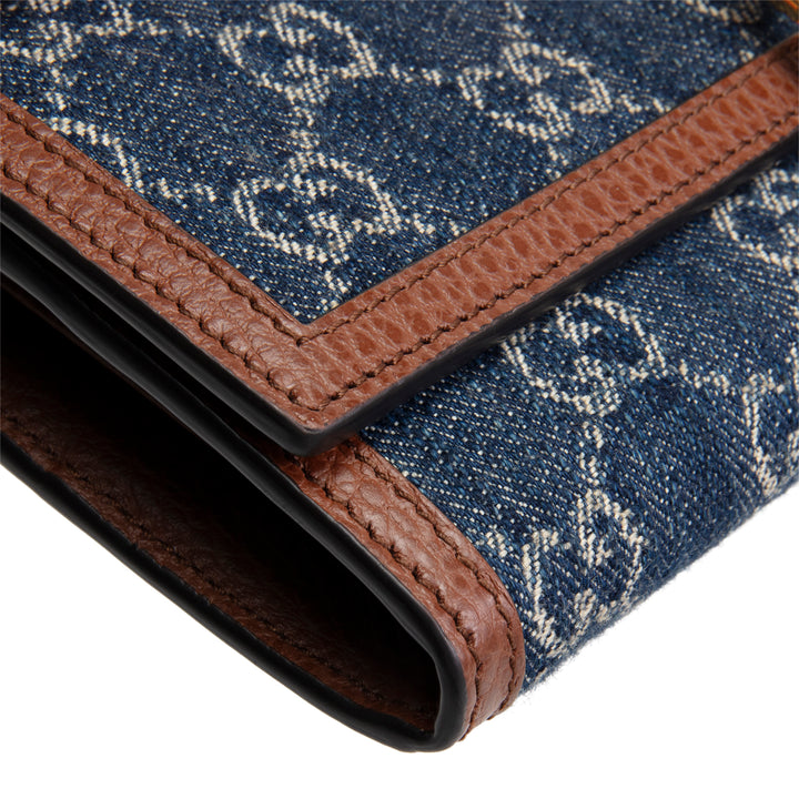 GUCCI GG Denim Jackie 1961 Chain Wallet