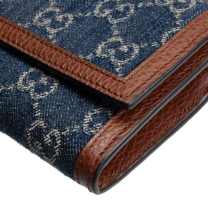 GUCCI GG Denim Jackie 1961 Chain Wallet