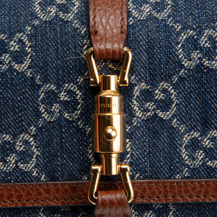 GUCCI GG Denim Jackie 1961 Chain Wallet